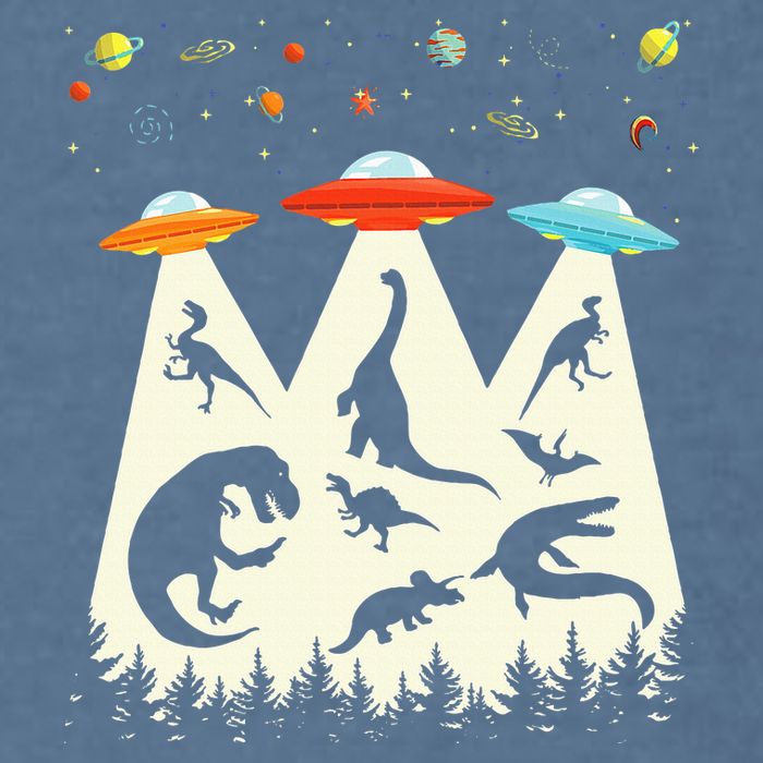 Dinosaur Ufo Lover Retro Alien Abduction Garment-Dyed Sweatshirt
