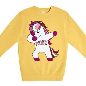 Dabbing Unicorn Lesbian Pride Flag Lgbtq Cool Lgbt Ally Gift Premium Crewneck Sweatshirt