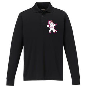 Dabbing Unicorn Lesbian Pride Flag Lgbtq Cool Lgbt Ally Gift Performance Long Sleeve Polo