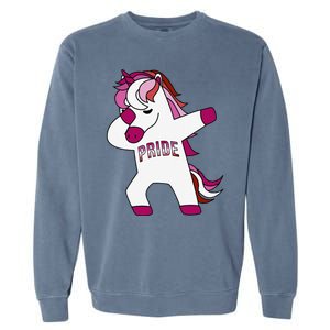 Dabbing Unicorn Lesbian Pride Flag Lgbtq Cool Lgbt Ally Gift Garment-Dyed Sweatshirt