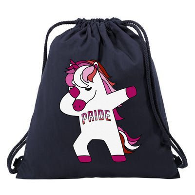 Dabbing Unicorn Lesbian Pride Flag Lgbtq Cool Lgbt Ally Gift Drawstring Bag