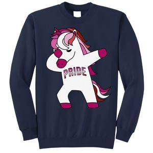 Dabbing Unicorn Lesbian Pride Flag Lgbtq Cool Lgbt Ally Gift Tall Sweatshirt