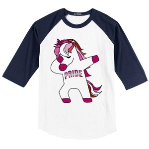 Dabbing Unicorn Lesbian Pride Flag Lgbtq Cool Lgbt Ally Gift Baseball Sleeve Shirt