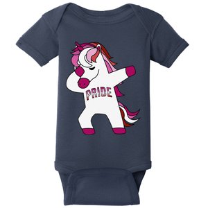 Dabbing Unicorn Lesbian Pride Flag Lgbtq Cool Lgbt Ally Gift Baby Bodysuit