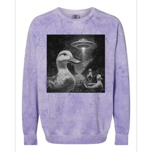 Ducks & Ufos Lakeside Encounter Funny Duck Lover Colorblast Crewneck Sweatshirt