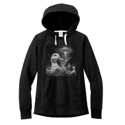 Ducks & Ufos Lakeside Encounter Funny Duck Lover Women's Fleece Hoodie