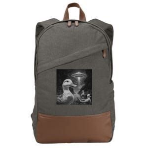 Ducks & Ufos Lakeside Encounter Funny Duck Lover Cotton Canvas Backpack