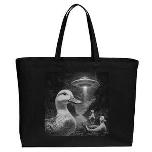 Ducks & Ufos Lakeside Encounter Funny Duck Lover Cotton Canvas Jumbo Tote