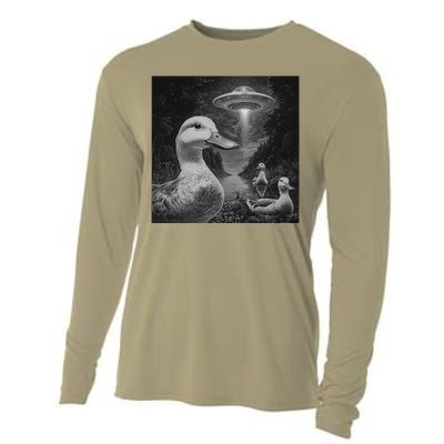 Ducks & Ufos Lakeside Encounter Funny Duck Lover Cooling Performance Long Sleeve Crew