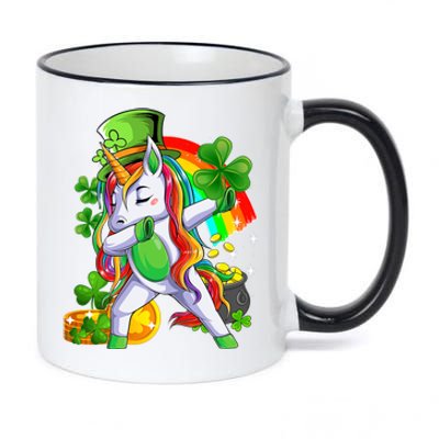 Dabbing Unicorn Leprechaun Shamrock Lepricorn Irish Girl 11oz Black Color Changing Mug