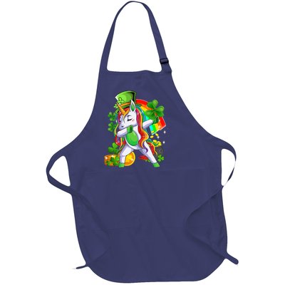 Dabbing Unicorn Leprechaun Shamrock Lepricorn Irish Girl Full-Length Apron With Pockets