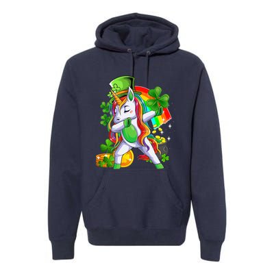 Dabbing Unicorn Leprechaun Shamrock Lepricorn Irish Girl Premium Hoodie