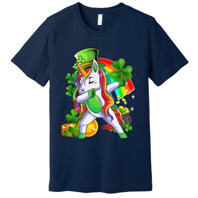 Dabbing Unicorn Leprechaun Shamrock Lepricorn Irish Girl Premium T-Shirt