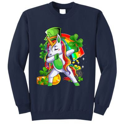 Dabbing Unicorn Leprechaun Shamrock Lepricorn Irish Girl Tall Sweatshirt