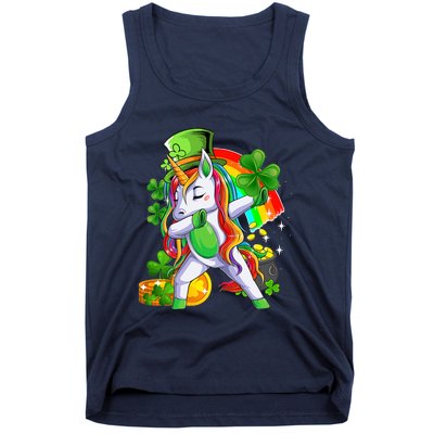 Dabbing Unicorn Leprechaun Shamrock Lepricorn Irish Girl Tank Top