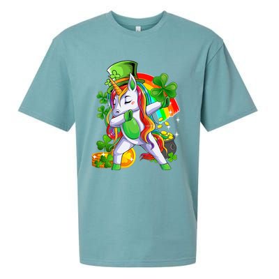 Dabbing Unicorn Leprechaun Shamrock Lepricorn Irish Girl Sueded Cloud Jersey T-Shirt