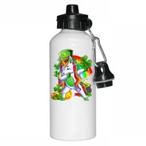 Dabbing Unicorn Leprechaun Shamrock Lepricorn Irish Girl Aluminum Water Bottle