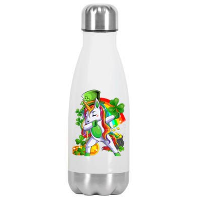 Dabbing Unicorn Leprechaun Shamrock Lepricorn Irish Girl Stainless Steel Insulated Water Bottle