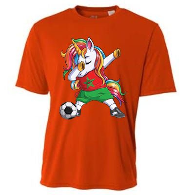 Dab Unicorn Morocco Football Soccer Jersey Moroccan Flag Gift Cooling Performance Crew T-Shirt