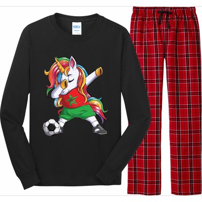 Dab Unicorn Morocco Football Soccer Jersey Moroccan Flag Gift Long Sleeve Pajama Set