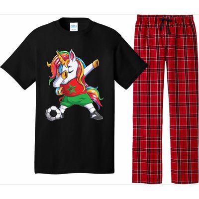 Dab Unicorn Morocco Football Soccer Jersey Moroccan Flag Gift Pajama Set