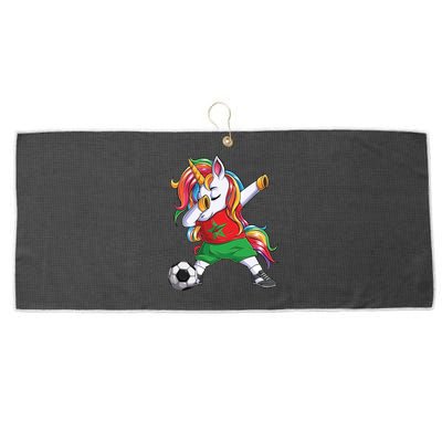 Dab Unicorn Morocco Football Soccer Jersey Moroccan Flag Gift Large Microfiber Waffle Golf Towel