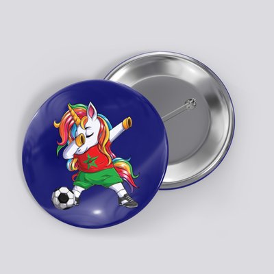 Dab Unicorn Morocco Football Soccer Jersey Moroccan Flag Gift Button