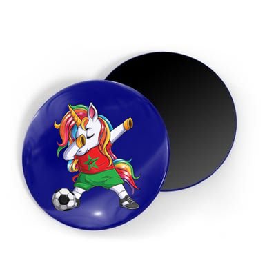 Dab Unicorn Morocco Football Soccer Jersey Moroccan Flag Gift Magnet