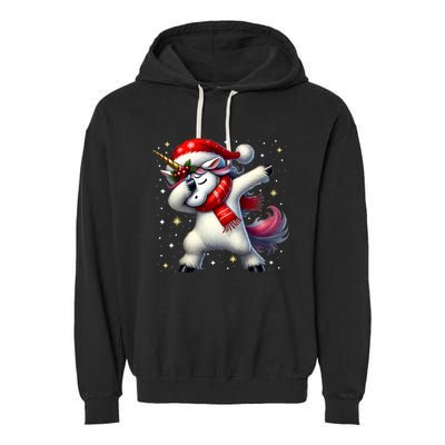 Dabbing Unicorn Magical Christmas Garment-Dyed Fleece Hoodie