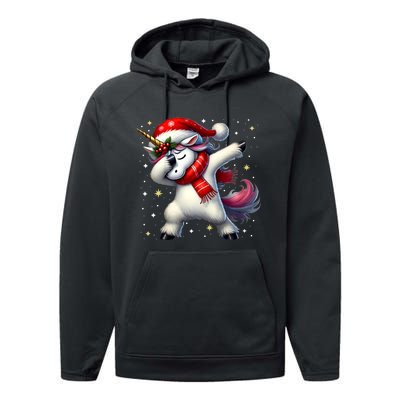 Dabbing Unicorn Magical Christmas Performance Fleece Hoodie