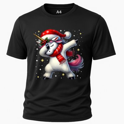 Dabbing Unicorn Magical Christmas Cooling Performance Crew T-Shirt