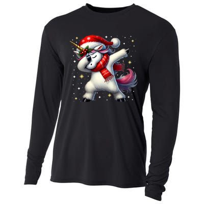 Dabbing Unicorn Magical Christmas Cooling Performance Long Sleeve Crew