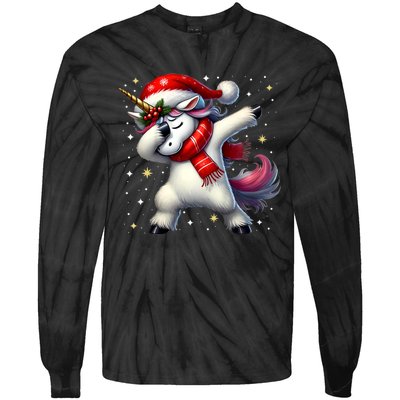 Dabbing Unicorn Magical Christmas Tie-Dye Long Sleeve Shirt