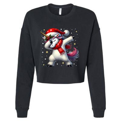 Dabbing Unicorn Magical Christmas Cropped Pullover Crew