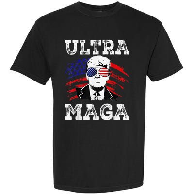 Distressed Ultra Maga Trump USA Flag Garment-Dyed Heavyweight T-Shirt