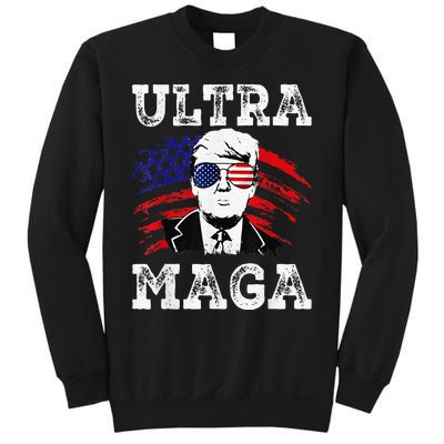 Distressed Ultra Maga Trump USA Flag Sweatshirt