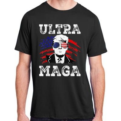 Distressed Ultra Maga Trump USA Flag Adult ChromaSoft Performance T-Shirt