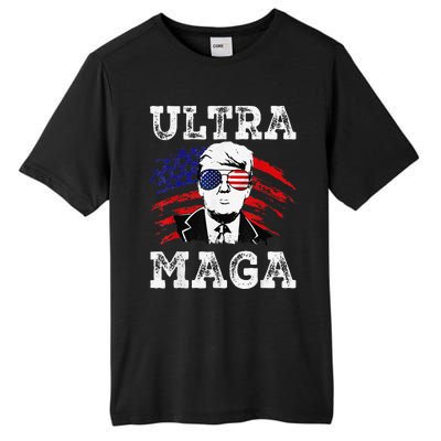 Distressed Ultra Maga Trump USA Flag Tall Fusion ChromaSoft Performance T-Shirt