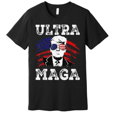 Distressed Ultra Maga Trump USA Flag Premium T-Shirt