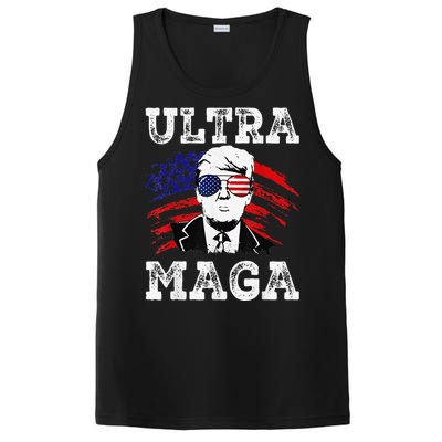 Distressed Ultra Maga Trump USA Flag PosiCharge Competitor Tank