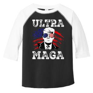 Distressed Ultra Maga Trump USA Flag Toddler Fine Jersey T-Shirt