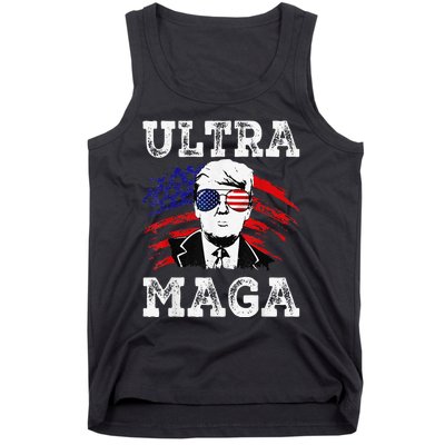 Distressed Ultra Maga Trump USA Flag Tank Top