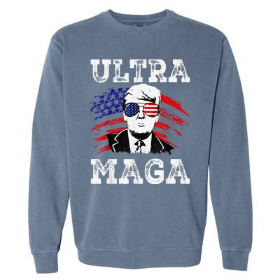 Distressed Ultra Maga Trump USA Flag Garment-Dyed Sweatshirt