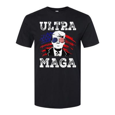 Distressed Ultra Maga Trump USA Flag Softstyle CVC T-Shirt