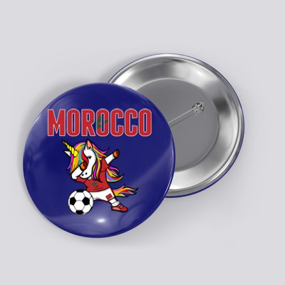 Dabbing Unicorn Morocco Soccer Fans Jersey Moroccan Flag Gift Button