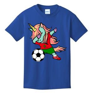 Dabbing Unicorn Morocco Soccer Fans Jersey Moroccan Football Gift Kids T-Shirt