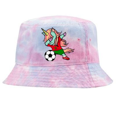 Dabbing Unicorn Morocco Soccer Fans Jersey Moroccan Football Gift Tie-Dyed Bucket Hat