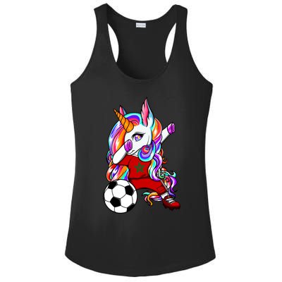 Dabbing Unicorn Morocco Soccer Fans Jersey Moroccan Football Cool Gift Ladies PosiCharge Competitor Racerback Tank