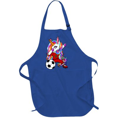 Dabbing Unicorn Morocco Soccer Fans Jersey Moroccan Football Cool Gift Full-Length Apron With Pockets