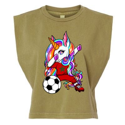 Dabbing Unicorn Morocco Soccer Fans Jersey Moroccan Football Cool Gift Garment-Dyed Women's Muscle Tee